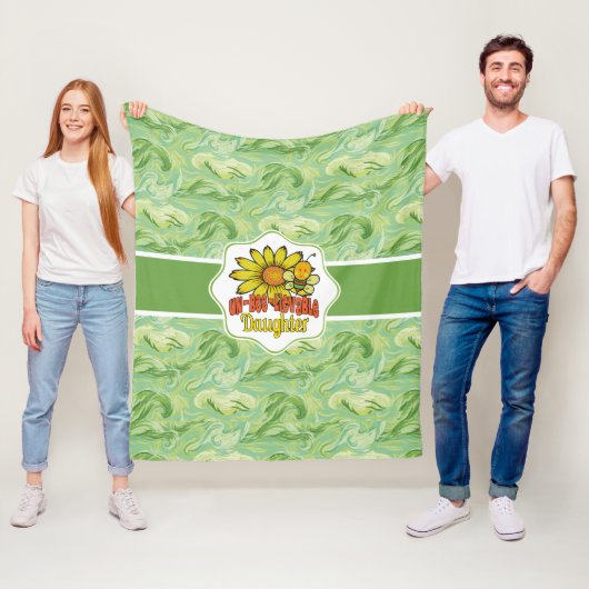 信じられないほどの娘ひまわりの花とミツバチ フリースブランケット (インサイチュ)