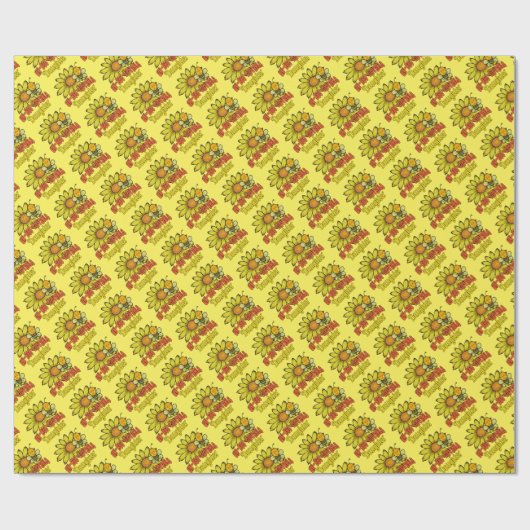 信じられないほどの娘ひまわりの花とミツバチ ラッピングペーパー (フラット)