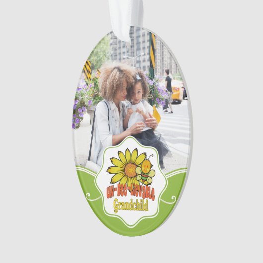 信じられないほどの孫ひまわりの花とミツバチ オーナメント (正面)