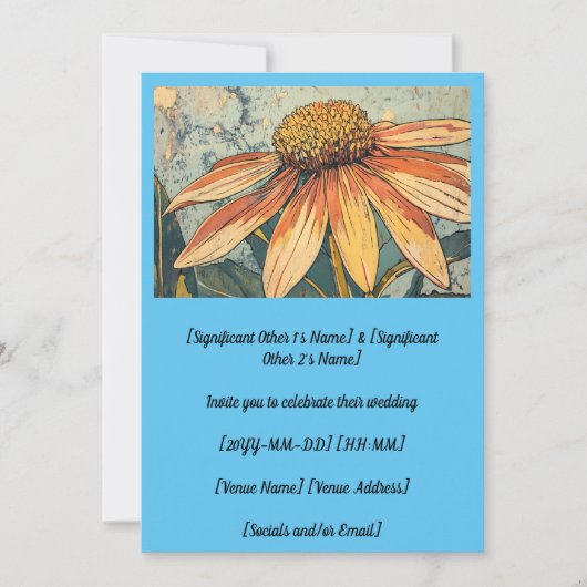 信じられないほどの黄色のくしゃみ草のスケッチ結婚ズ 招待状 (正面)