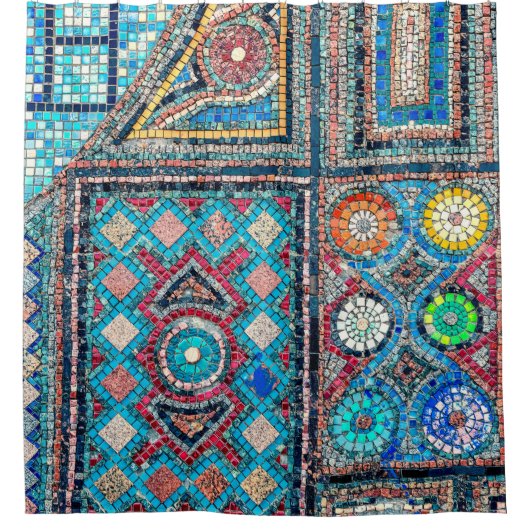 信じられないほど美しく鮮やかな古代モザイクt シャワーカーテン (正面)