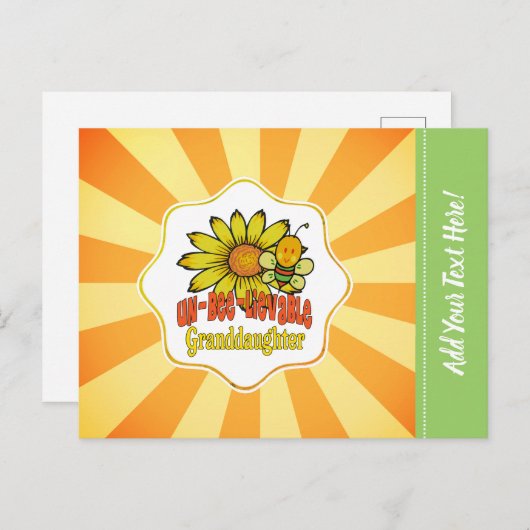 信じられない孫娘のひまわりと蜂 ポストカード (正面/裏面)