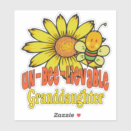 信じられない孫娘ひまわりの花とミツバチ シール (シート)