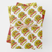 信じられない孫娘ひまわりの花とミツバチ ラッピングペーパーシート (インサイチュ)