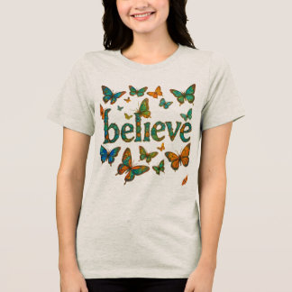 信じる蝶 波 ミニマリスト トライブレンドTシャツ