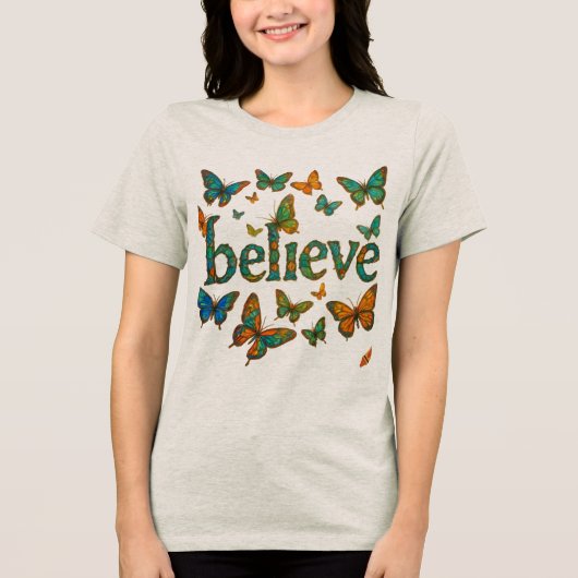 信じる蝶 波 ミニマリスト トライブレンドTシャツ (正面)