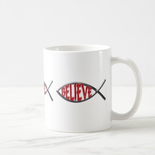 信じる魚 - 赤 コーヒーマグカップ (右)