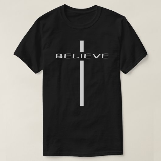 信じる - インスピレーションとやる気の引用 タイポグラフィー Tシャツ (デザイン正面)