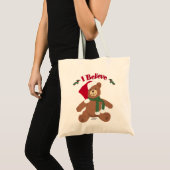 信じる! クリスマスのテディベア トートバッグ (正面(商品))