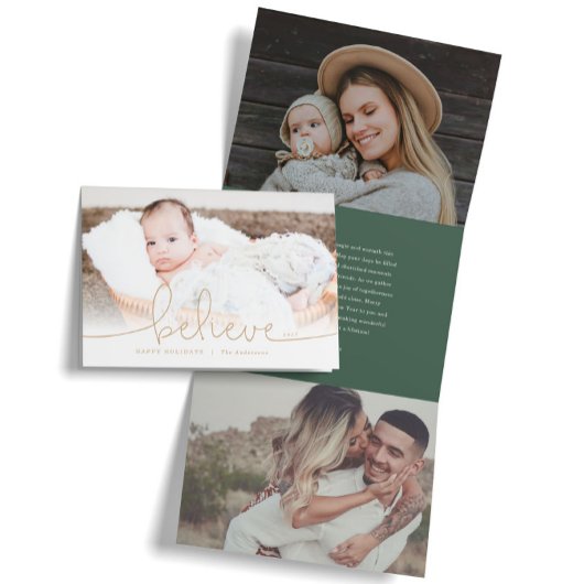 信じる フォト 三つ折りクリスマスカード