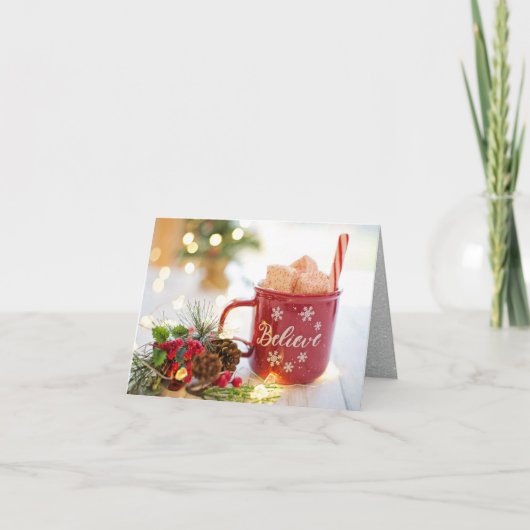 信じる マグカップ, マシュマロ, クリスマスの飾り シーズンカード (正面)