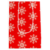 信じる | 雪の結晶パターン | 赤と白 ミディアムペーパーバッグ (裏面)