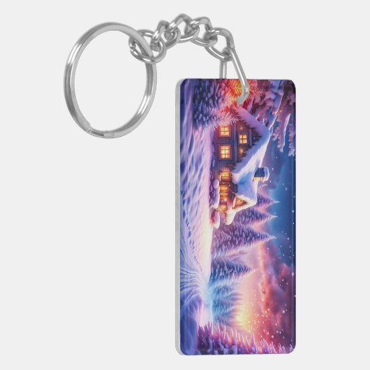 信じインウィンター魔法 – コージーキャビンキーチェーン キーホルダー (正面左)
