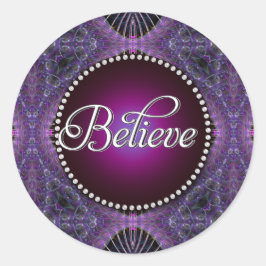 信じインスパイア:  |ラウンドスティッカーのパープルフラクタル ラウンドシール
