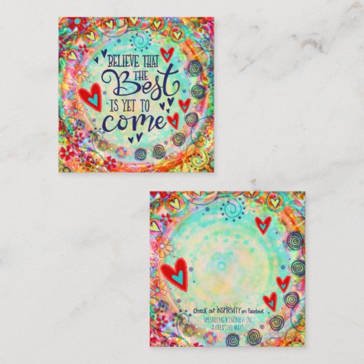 信じインスピリ最高のティの優情カードで スクエア名刺 (正面/裏面)