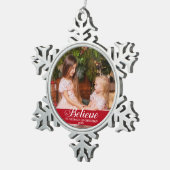 信じエレガント書家フォトレッド スノーフレークピューターオーナメント (右)