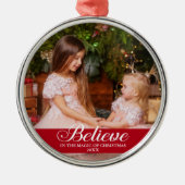 信じエレガント書家フォトレッド メタルオーナメント (正面)