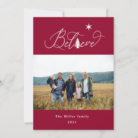 信じエレガントScript Holiday Photo Card 招待状 (正面)