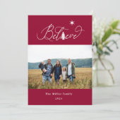 信じエレガントScript Holiday Photo Card 招待状 (スタンド正面)