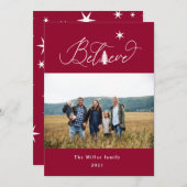 信じエレガントScript Holiday Photo Card 招待状 (正面/裏面)