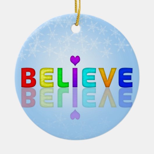 信じカラフル心遣い表現ギフト セラミックオーナメント (正面)