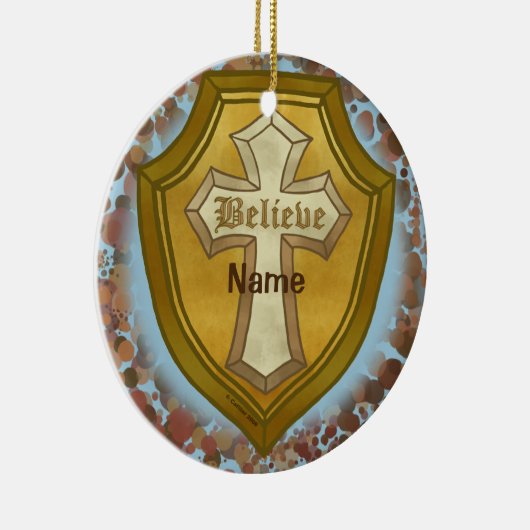 信じキリスト教クロスオーナメント セラミックオーナメント (右)
