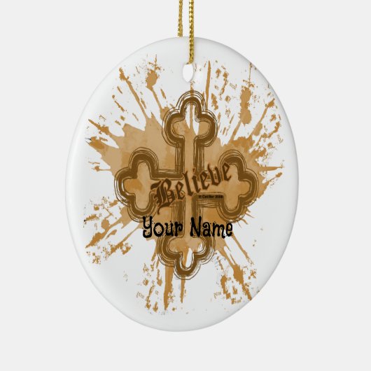 信じキリスト教クロスオーナメント セラミックオーナメント (右)