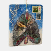 信じクリスマスツリーと切手 セラミックオーナメント (右)