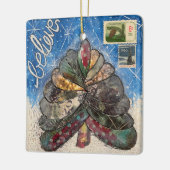 信じクリスマスツリーと切手 セラミックオーナメント (左)