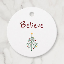 信じクリスマスツリーレッドグリーンシンプル フェイバータグ