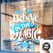 信じクリスマスブルーの魔法で ウィンドウサイン (カフェ窓)