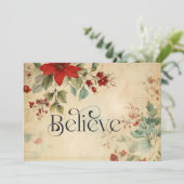 '信じ'クリスマスヴィンテージフローラクリスチャンフラット シーズンカード (スタンド正面)