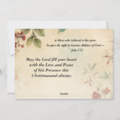 '信じ'クリスマスヴィンテージフローラクリスチャンフラット シーズンカード (裏面)
