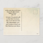 信じ'クリスマスヴィンテージポインセチア聖書の詩 シーズンポストカード (裏面)