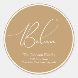 信じクリスマス丸金ゴールド差出人住所ラベル ラウンドシール