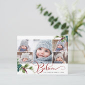 信じクリスマス5フォトコラージュグリーティングホリデー ポストカード (スタンド正面)