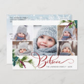 信じクリスマス5フォトコラージュグリーティングホリデー ポストカード (正面/裏面)