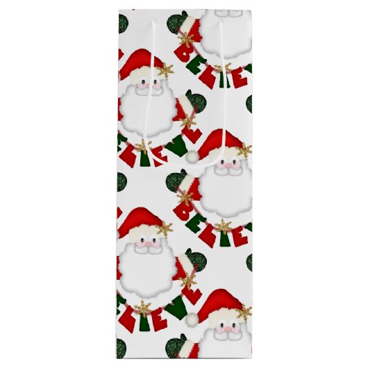 信じサンタホワイト抱き枕 ワインギフトバッグ (正面)