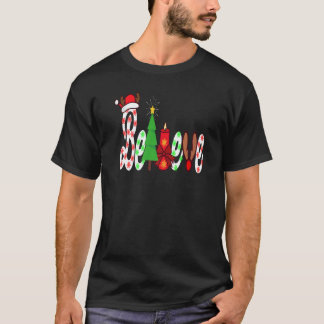 信じサータのクリスマス信じのツリー Tシャツ
