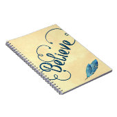 信じタイポグラフィウォーターの色の羽ブルースイエロー ノートブック (右側)