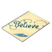 信じタイポグラフィウォーターの色の羽ブルースイエロー ノートブック (左側)