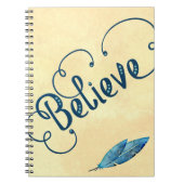 信じタイポグラフィウォーターの色の羽ブルースイエロー ノートブック (正面)