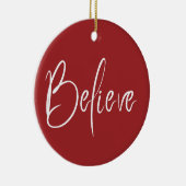 信じタイポグラフィ赤モダンホリデークリスマス セラミックオーナメント (右)