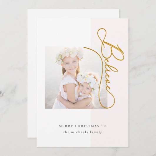 信じタイポグラフィ(写真と赤面ストライプ) シーズンカード (正面/裏面)