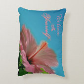 信じハイビスカスフラワー感動的引用文  アクセントクッション (裏面(縦))