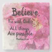 信じバラスクエアマーブルストーンコースター聖なる書物、 経典 ストーンコースター (正面)