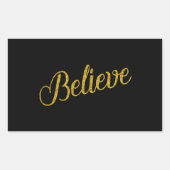 信じフェイクグリッター感動的金ゴールド 長方形シール (正面)