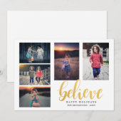 信じフェイク金ゴールドタイポグラフィホリデーファイブフォト シーズンカード (正面/裏面)