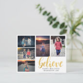 信じフェイク金ゴールドタイポグラフィHoliday Five Photos シーズンポストカード (スタンド正面)