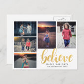 信じフェイク金ゴールドタイポグラフィHoliday Five Photos シーズンポストカード (正面/裏面)